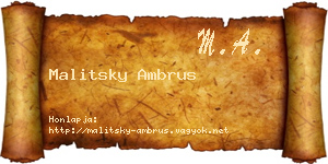 Malitsky Ambrus névjegykártya